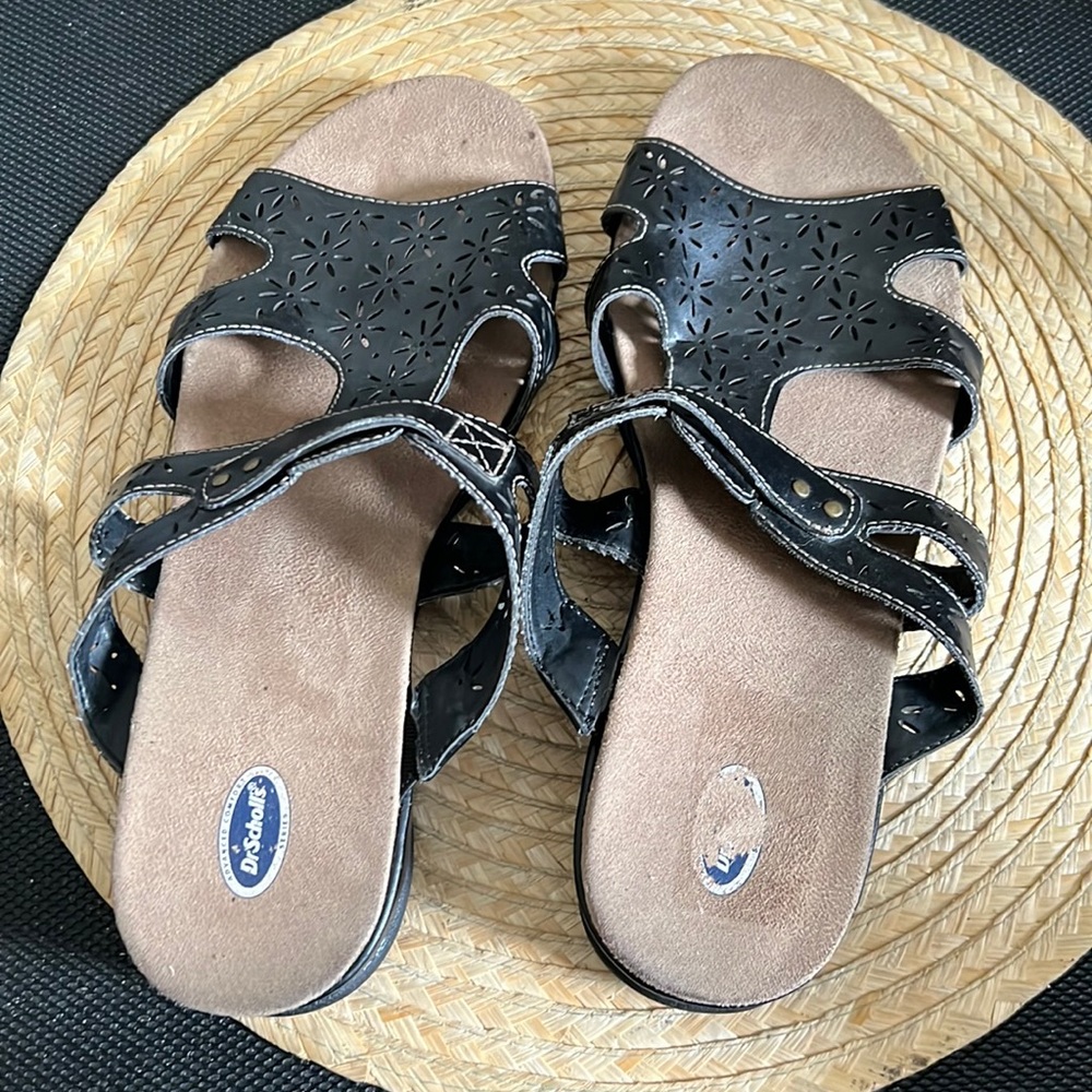 DrScholl’s Leather Comfy Slipon Slippers  Slide Sandals Size 10